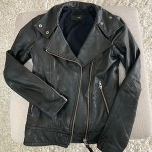 Black genuine leather moto jacket